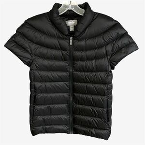 MARTHA STEWART Down puffer Jacket short sleeves XXS Black zip front, pockets